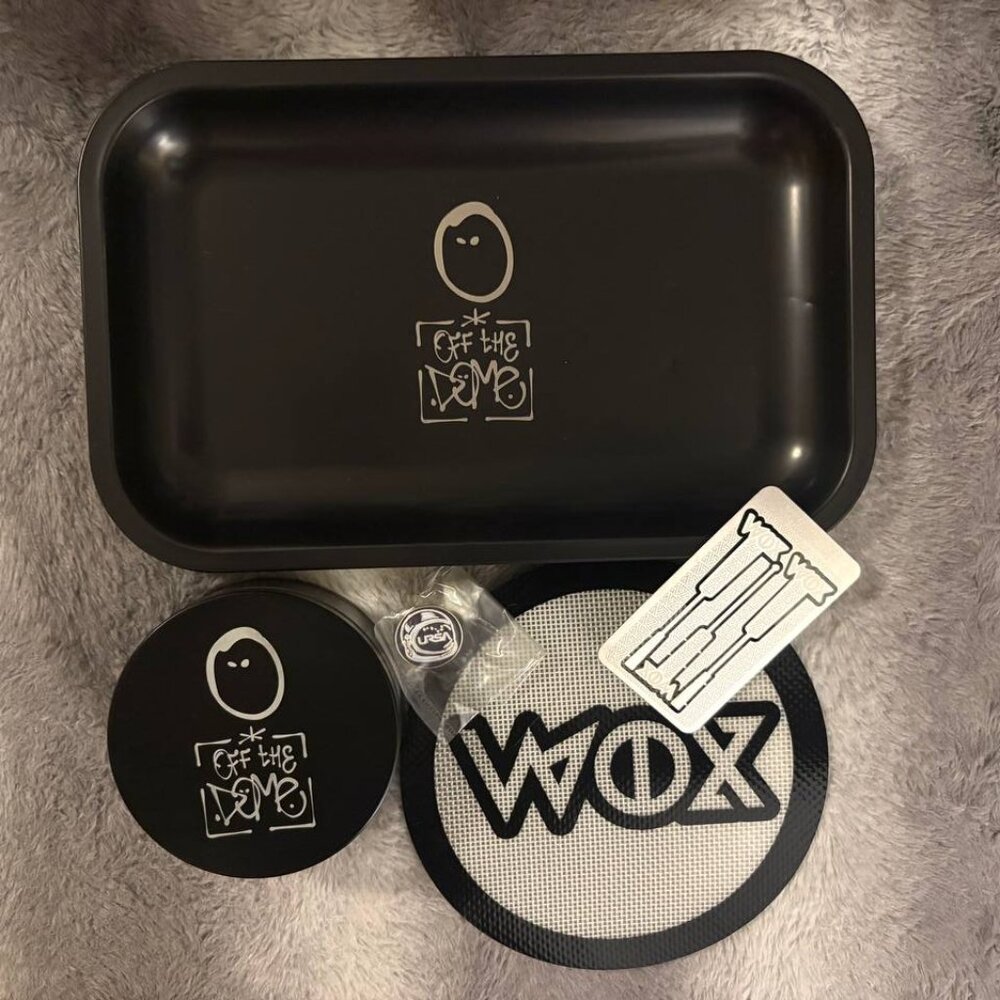 Off The Dome Rolling Tray Set w/ Grinder + Wox Silicone Mat & Tool Card – New